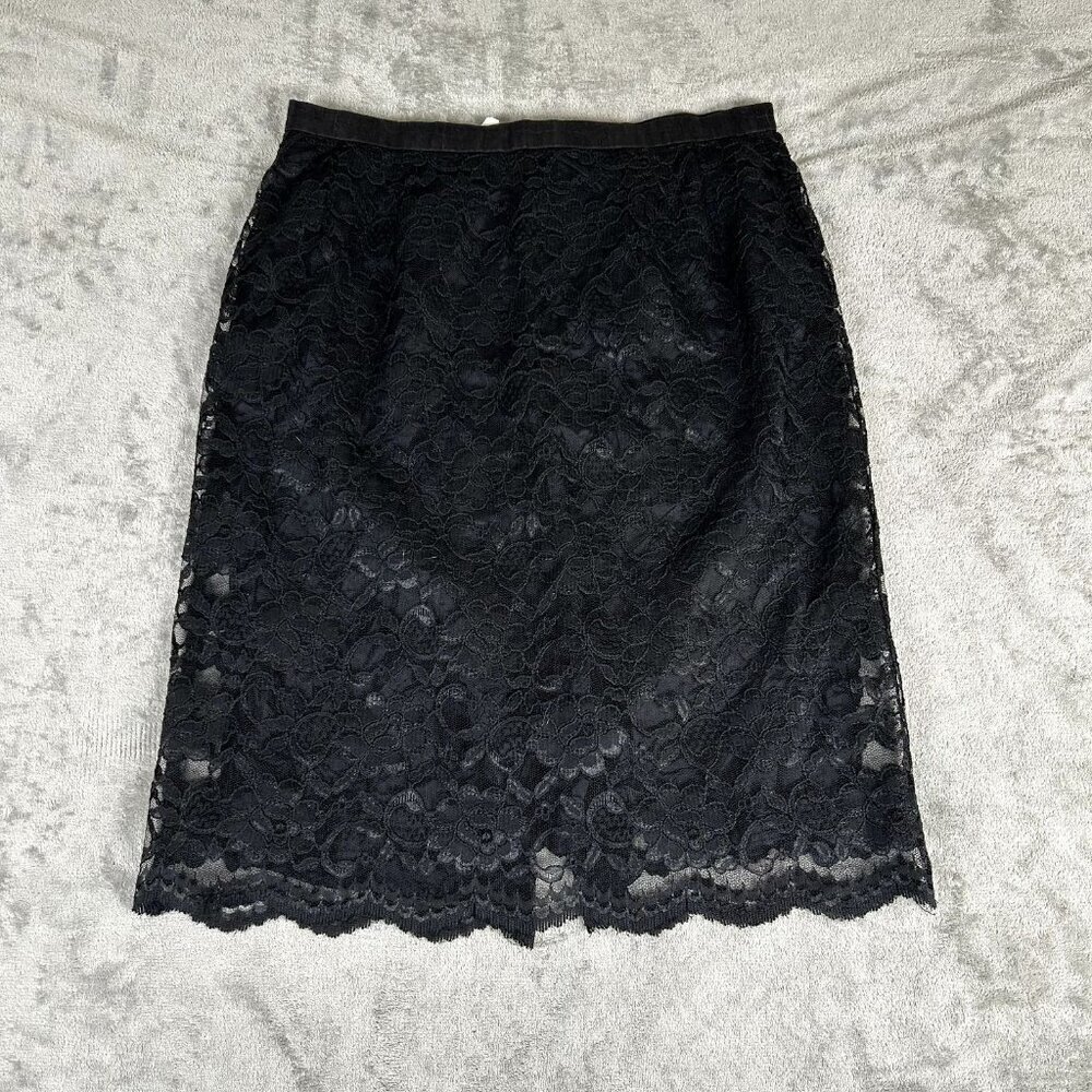 Vintage Maggy London Skirt Womens Size 14 Midi Black Lace Whimsigoth Fairy